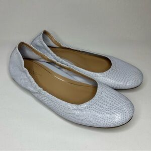 Vionic Alexa Ballet Flat Embossed Snakeskin Silver Gray Women’s Size 6.5